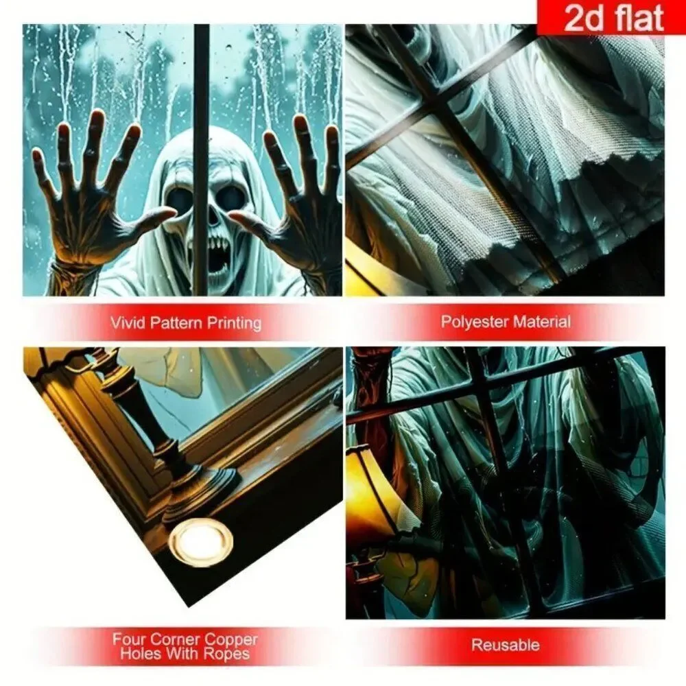2D/Flat Polyester Zombie Creepy Horror Gothic Haunted House Door Decor 31